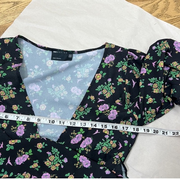ASOS design floral wrap front mini dress size 10 - Picture 4 of 7